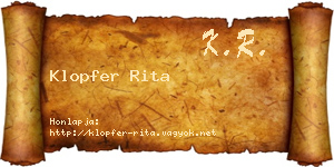 Klopfer Rita névjegykártya