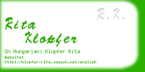 rita klopfer business card